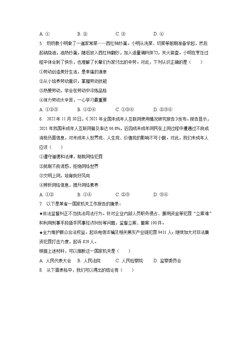 2023年山东省济宁市兖州区中考道德与法治二模试卷（含解析）第2页