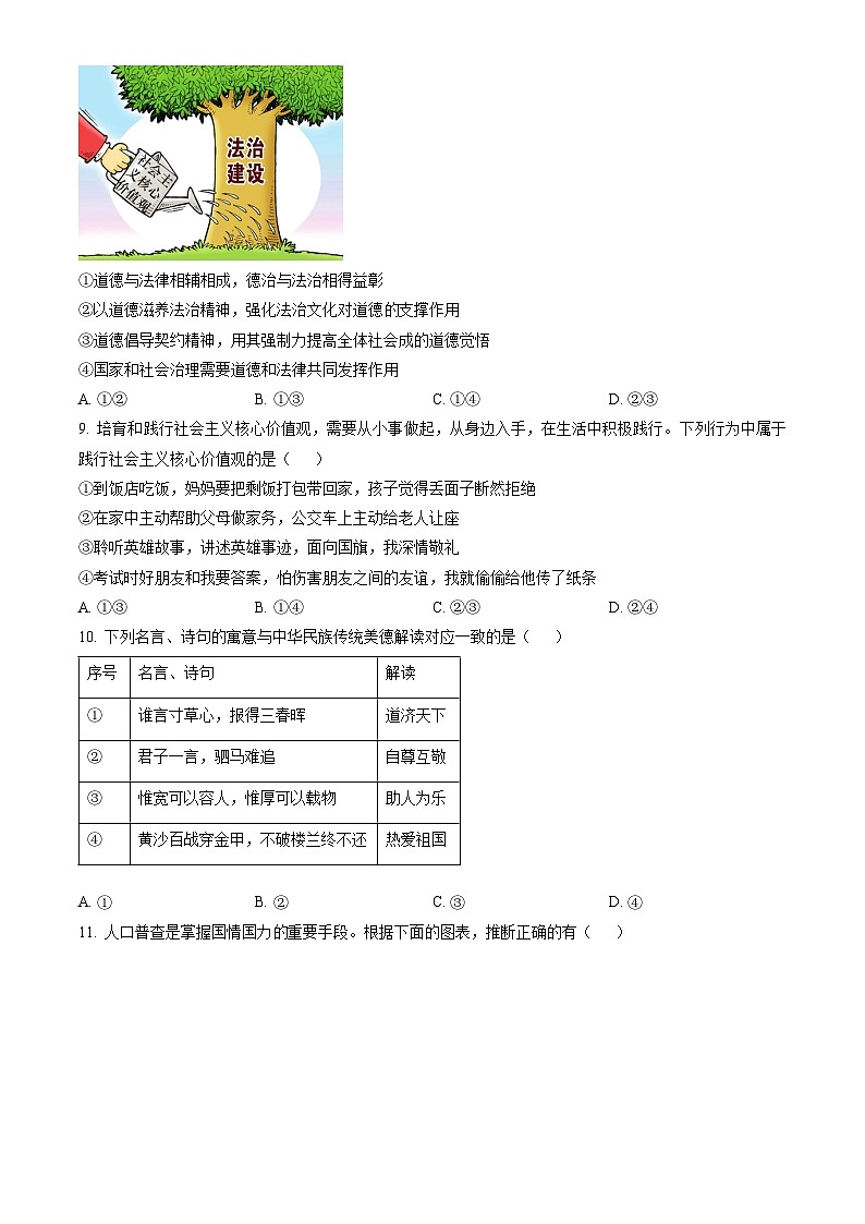 2023北京平谷初三（上）期末道德与法治（教师版）第3页