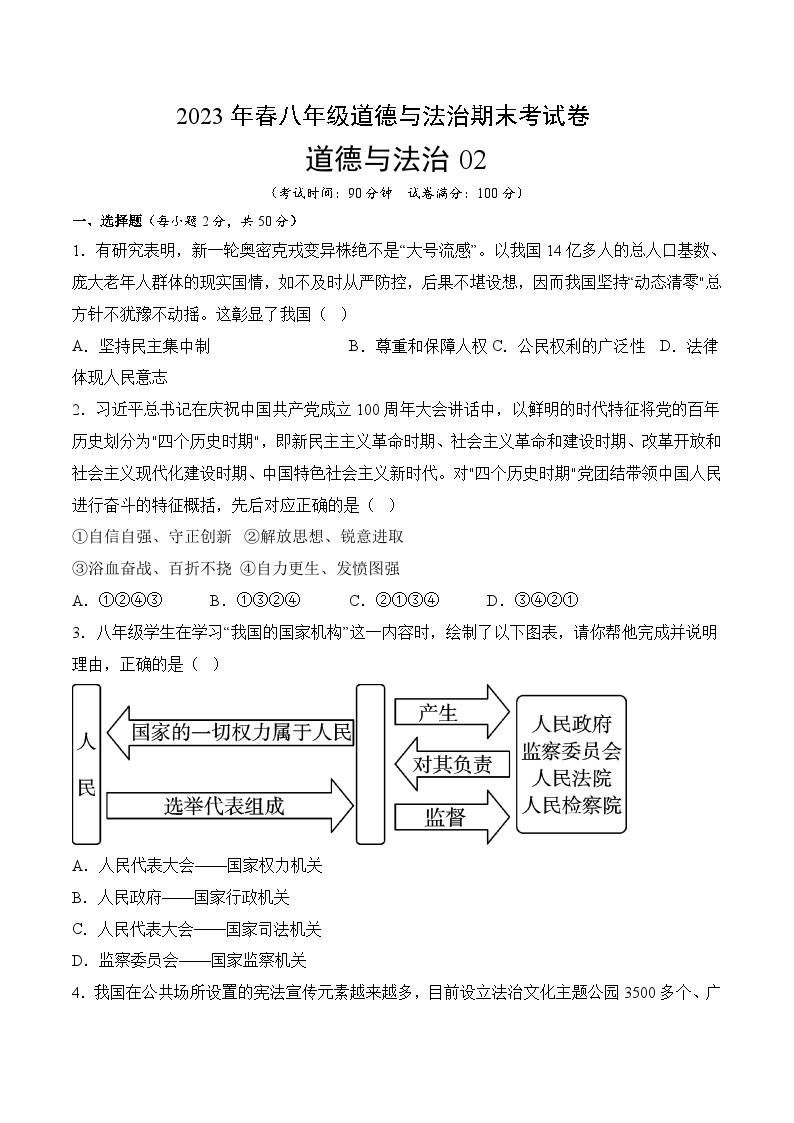 期末冲关卷02-2022-2023学年八年级道德与法治下学期期末冲关卷01