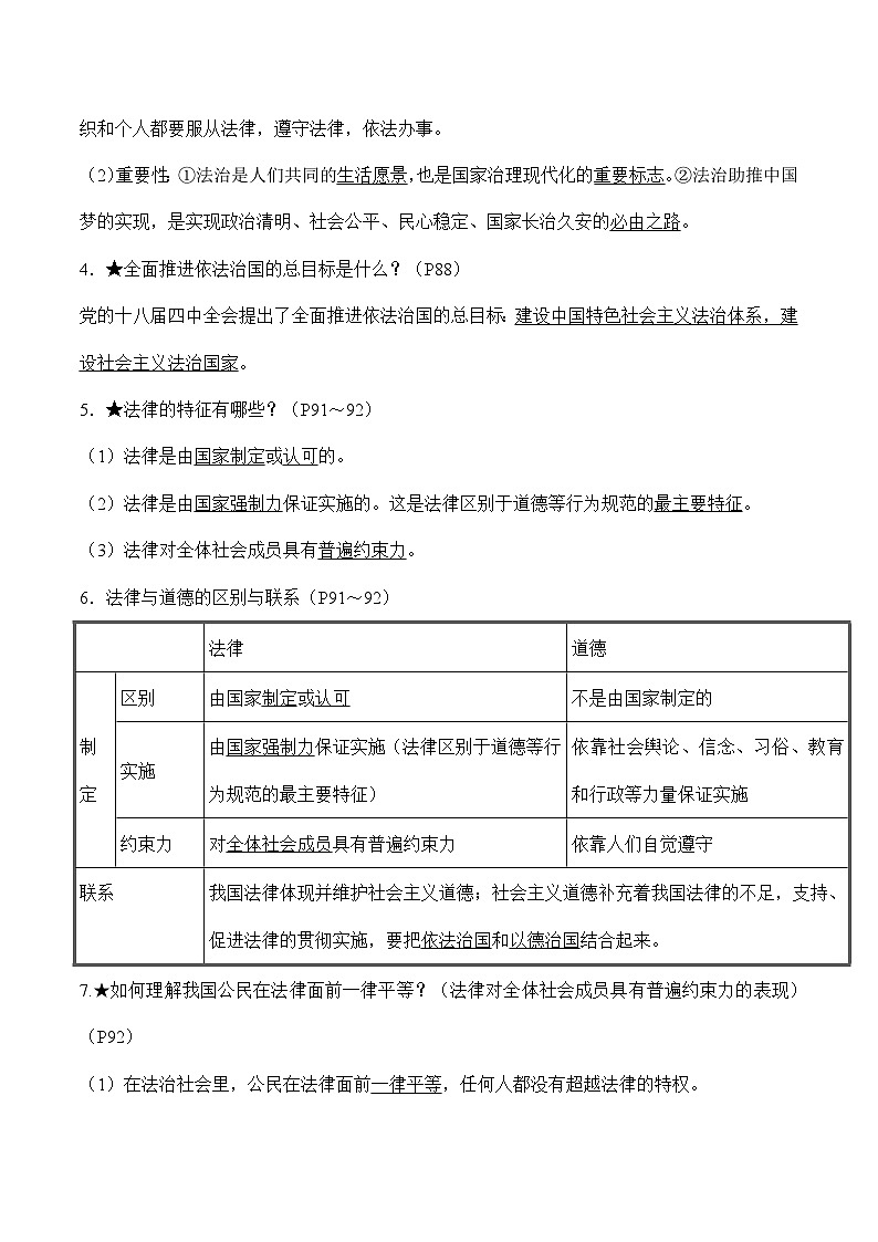 第四单元 走进法治天地-中考道德与法治必备知识清单（思维导图+核心知识+考点梳理）（部编版）03