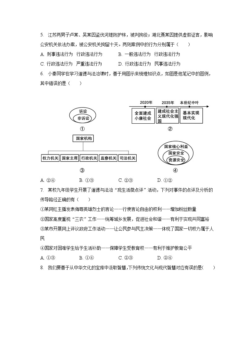 2023年安徽省合肥市蜀山区中考道德与法治三模试卷（含解析）02