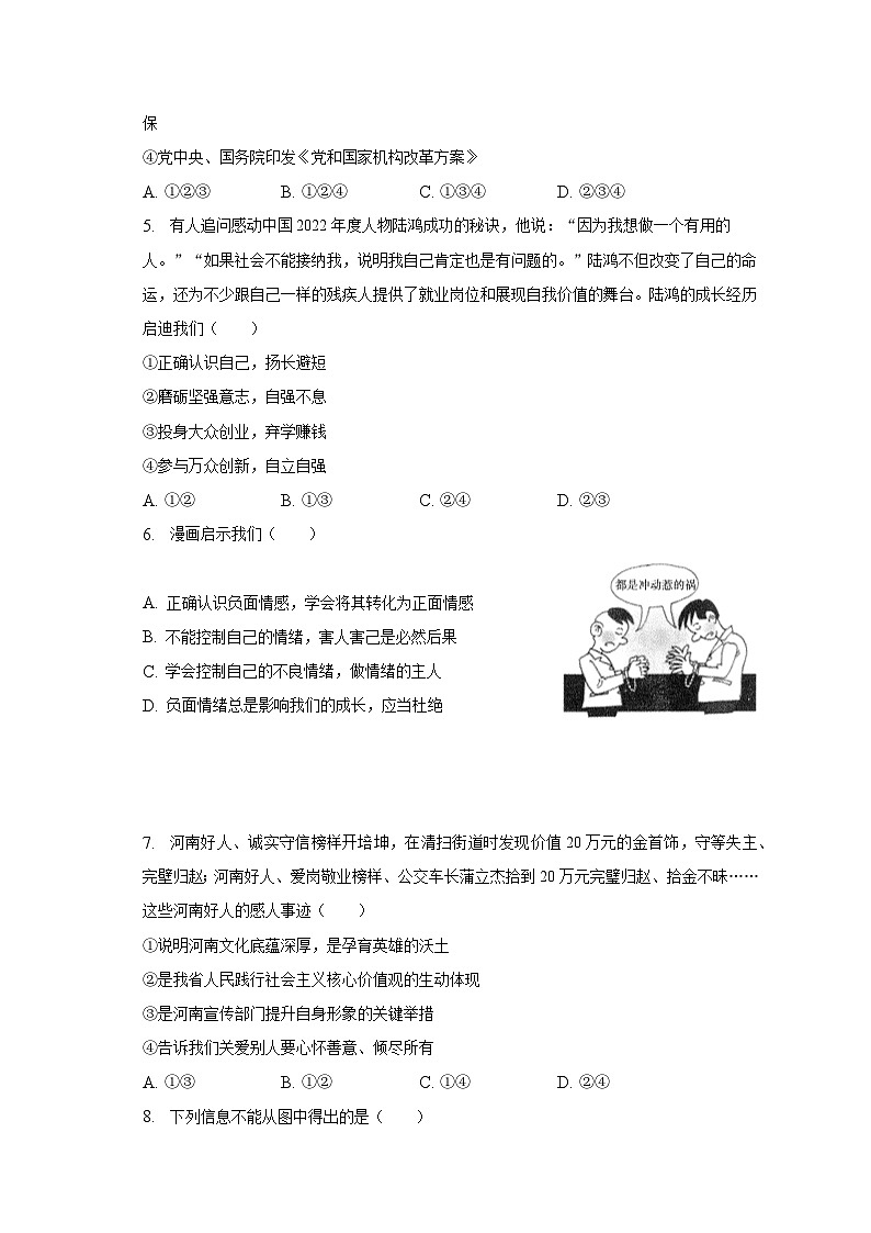 2023年河南省郑州市中原名校联盟中考道德与法治测评试卷（二）（含解析）02