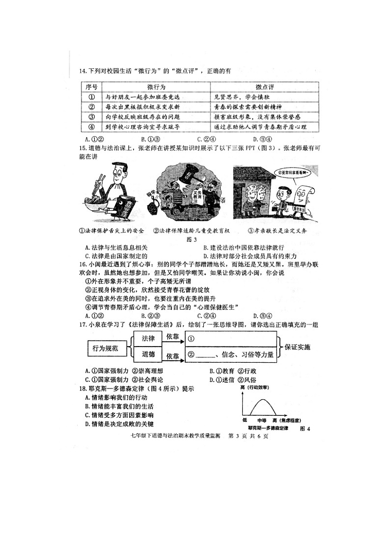 福建省泉州市永春县2022-2023学年七年级下学期期末质量监测道德与法治试题03