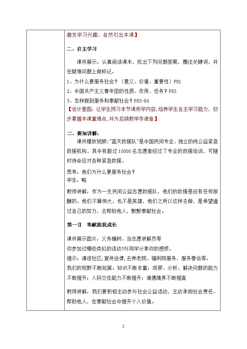 部编版8上道德与法治第七课第二框《服务社会 》课件+教案02