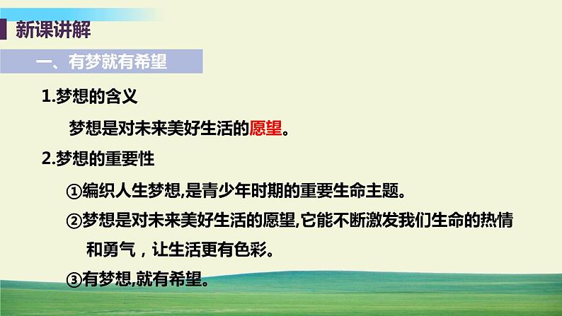 道德与法治七年级上册第一课 中学时代 第二框 少年有梦课件+教案+习题课件+预习题+课后作业07