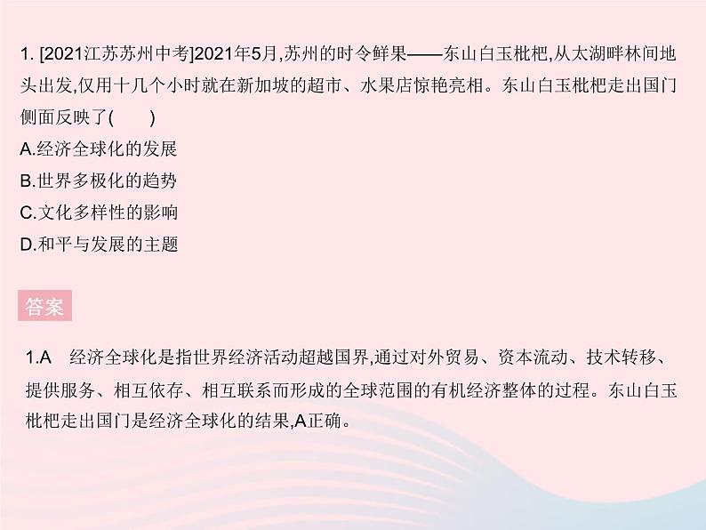 2023九年级道德与法治下册第一单元我们共同的世界单元培优专练作业课件新人教版第5页