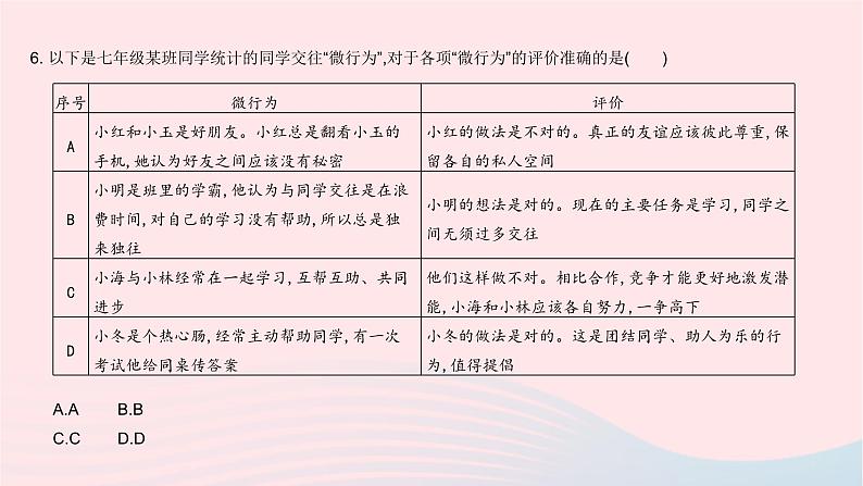 2023七年级道德与法治上册第二单元友谊的天空单元综合检测作业课件新人教版07
