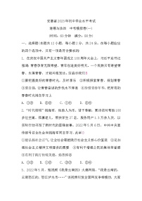 中考道德与法治复习9道德与法治中考模拟卷(一)含答案