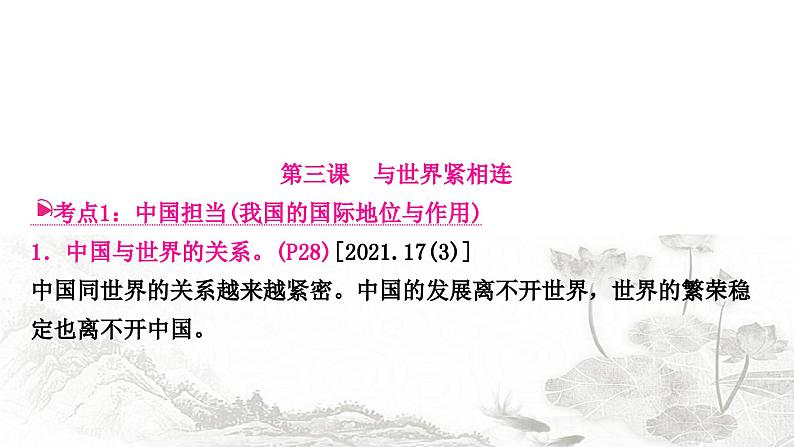 中考道德与法治复习九年级下册第二单元世界舞台上的中国课件第8页