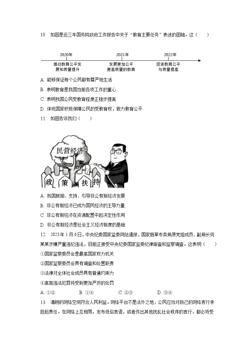 2022-2023学年江西省上饶市鄱阳县鄱南六校九年级（下）期中道德与法治试卷（含解析）03