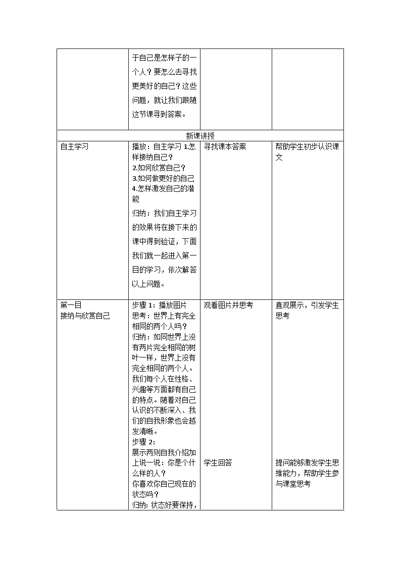 【同步教案】部编版道德与法治七年级上册--3.2 做更好的自己  教案（表格式）02