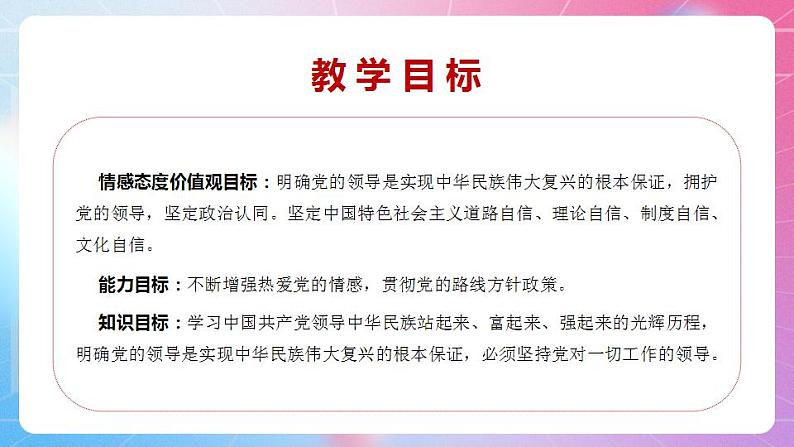 中华民族大团结道法初中全一册 第12课+党的领导+根本保证 课件+教案02