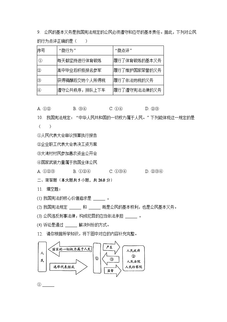 2022-2023学年山西省吕梁市部分学校八年级（下）期中道德与法治试卷（含解析）第3页