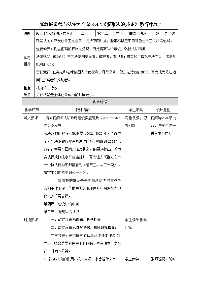 【核心素养】 9.4.2《凝聚法治共识》教案01