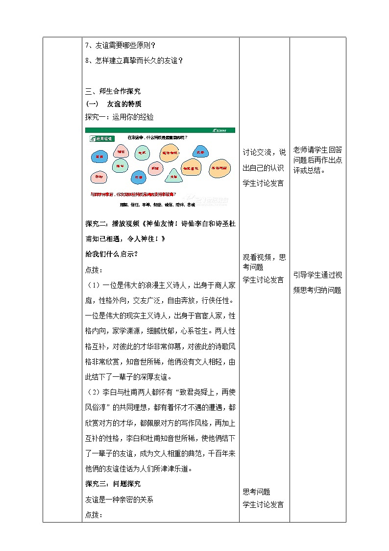 【核心素养】 7.4.2《深深浅浅话友谊》教案02