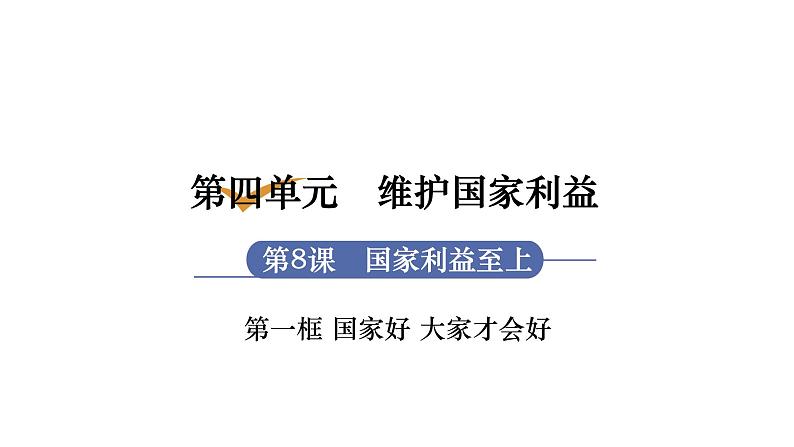 部编版八年级道德与法治上册课件 第4单元 第8课 第1框 国家利益至上01