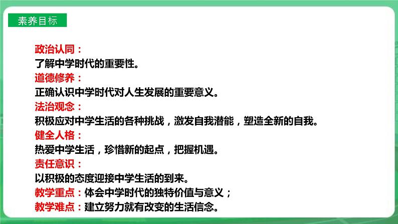 【核心素养】人教部编版道法七上 7.1.1《中学序曲》课件+教案+学案+练习+素材04