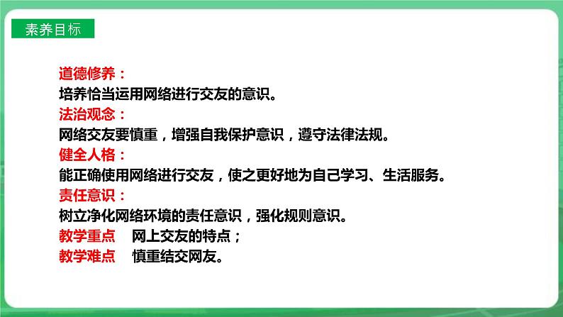 【核心素养】人教部编版道法七上 7.5.2《网上交友新时空》课件+教案+学案+练习+素材03