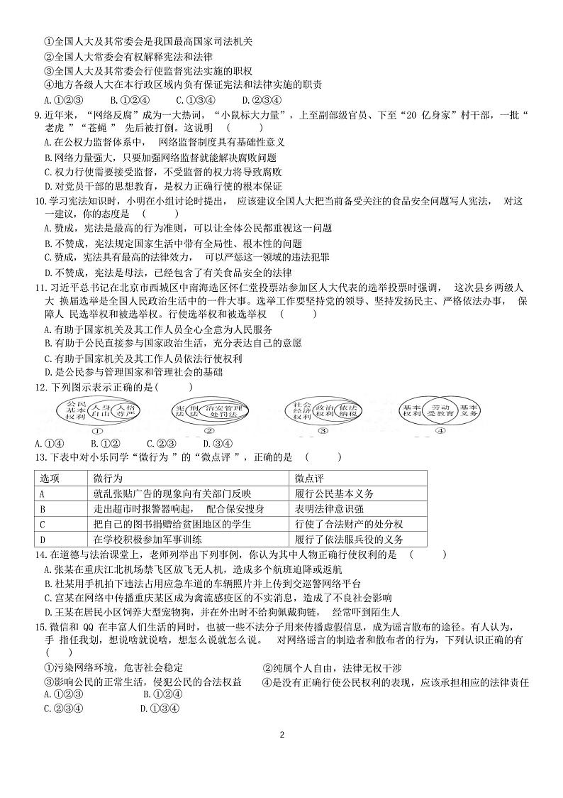 广东省肇庆市第一中学实验学校2022-2023学年八年级下学期期中道德与法治试卷02