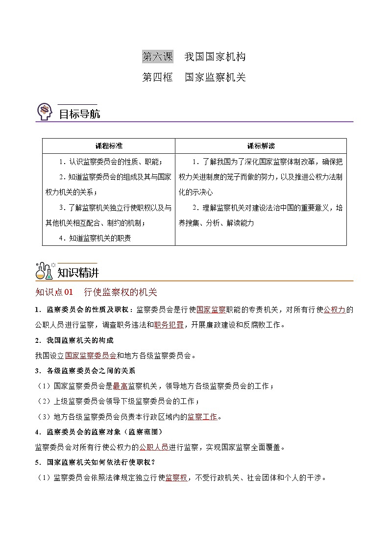 6.4 国家监察机关 （教师版）第1页