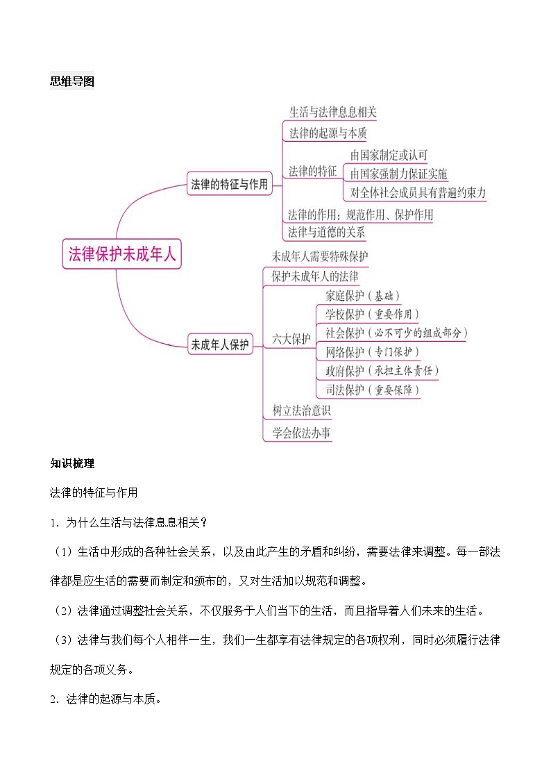 中考道德与法治二轮复习知识梳理归纳与考点精炼专题九  法律保护未成年人（含解析）第2页