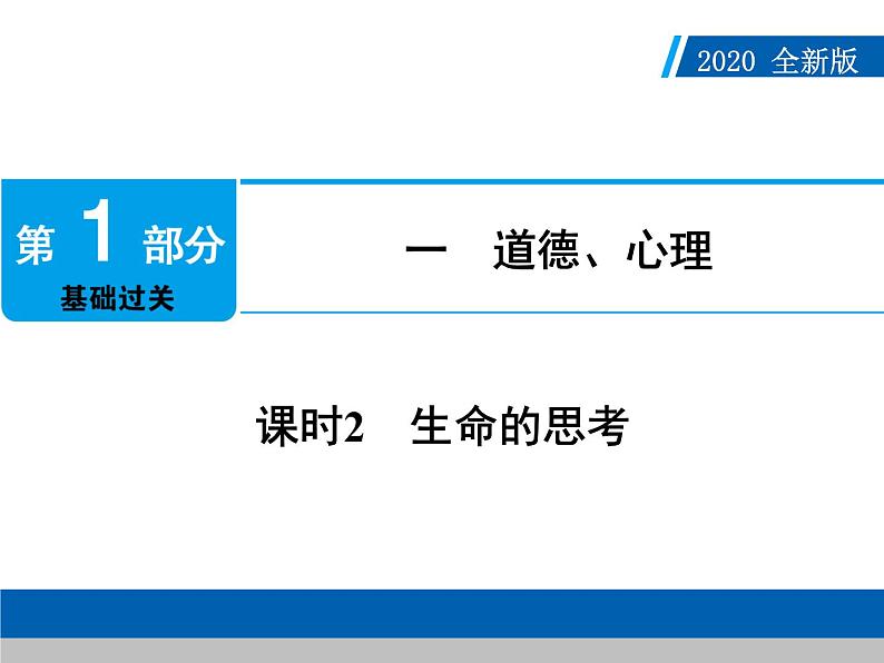 2020年部编版中考道德与法治第一轮章节复习课件+习题：课时2　生命的思考 (共2份打包)01