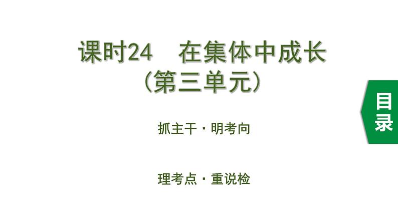 中考道德与法治一轮复习课件课时24  在集体中成长（第三单元） (含答案)第1页