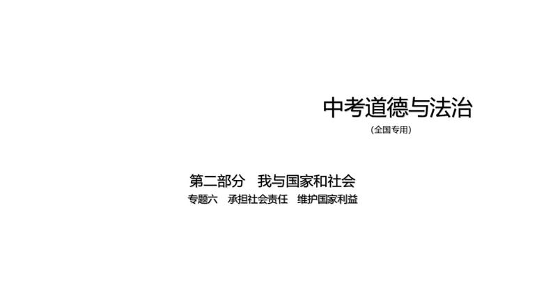 中考道德与法治一轮复习课件专题六 承担社会责任 维护国家利益（含解析）第1页