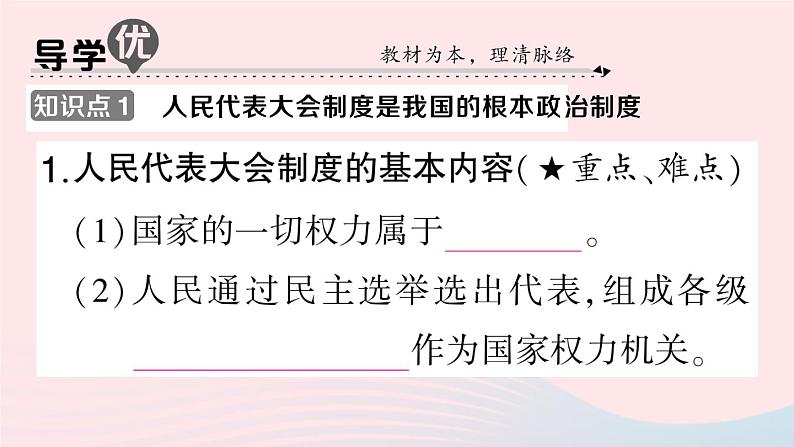 2023八年级道德与法治下册第三单元人民当家作主第五课我国的政治和经济制度第1框根本政治制度作业课件新人教版第2页