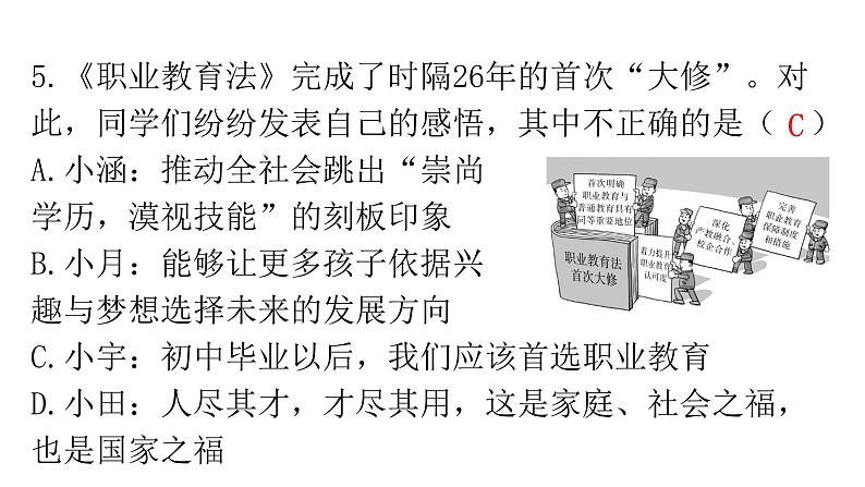 人教版道德与法治九年级下册第三单元第六课第二课时多彩的职业分层作业课件07