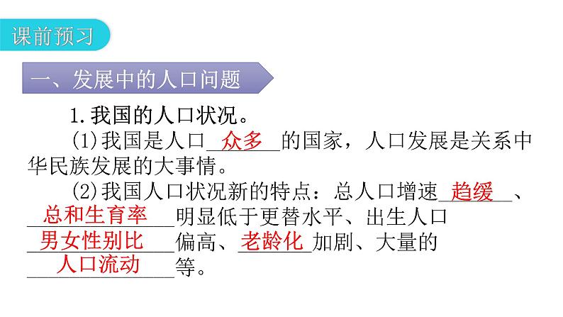 人教版道德与法治九年级上册第三单元第六课第一课时正视发展挑战教学课件05