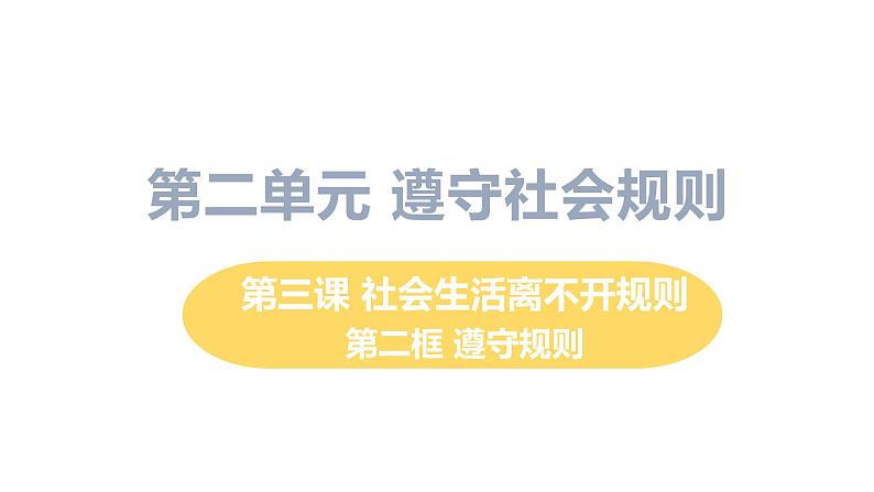 初中道德与法治八年级上册第3课第二框 遵守规则教学课件（2023秋）第1页