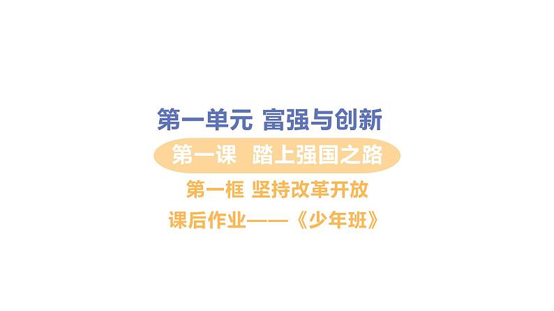 初中道德与法治九年级上册第1课第一框 坚持改革开放作业课件（2023秋）01