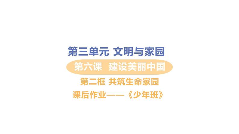 初中道德与法治九年级上册第6课第二框 共筑生命家园作业课件（2023秋）01