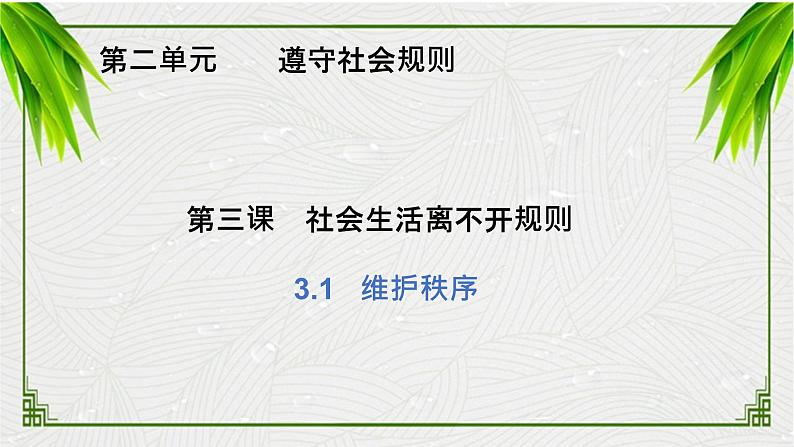 3.1 维护秩序 课件 2023-2024学年部编版道德与法治八年级上册01