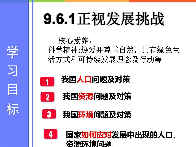 6.1 正视发展挑战 上课课件-2022-2023学年部编版道德与法治九年级上册第1页