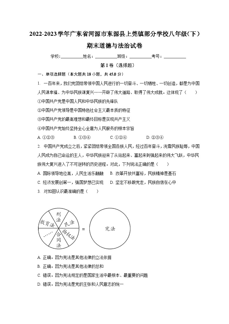 广东省河源市东源县上莞镇部分学校 2022-2023学年八年级下学期期末道德与法治试卷第1页