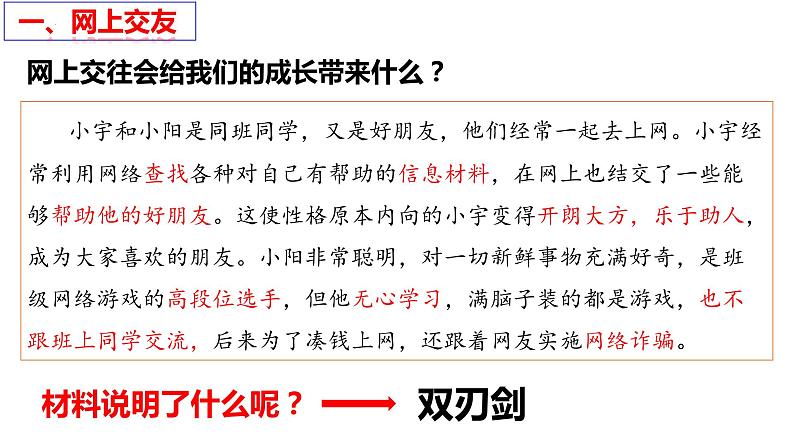 5.2 网上交友新时空 课件 -2023-2024学年七年级道德与法治上册第8页