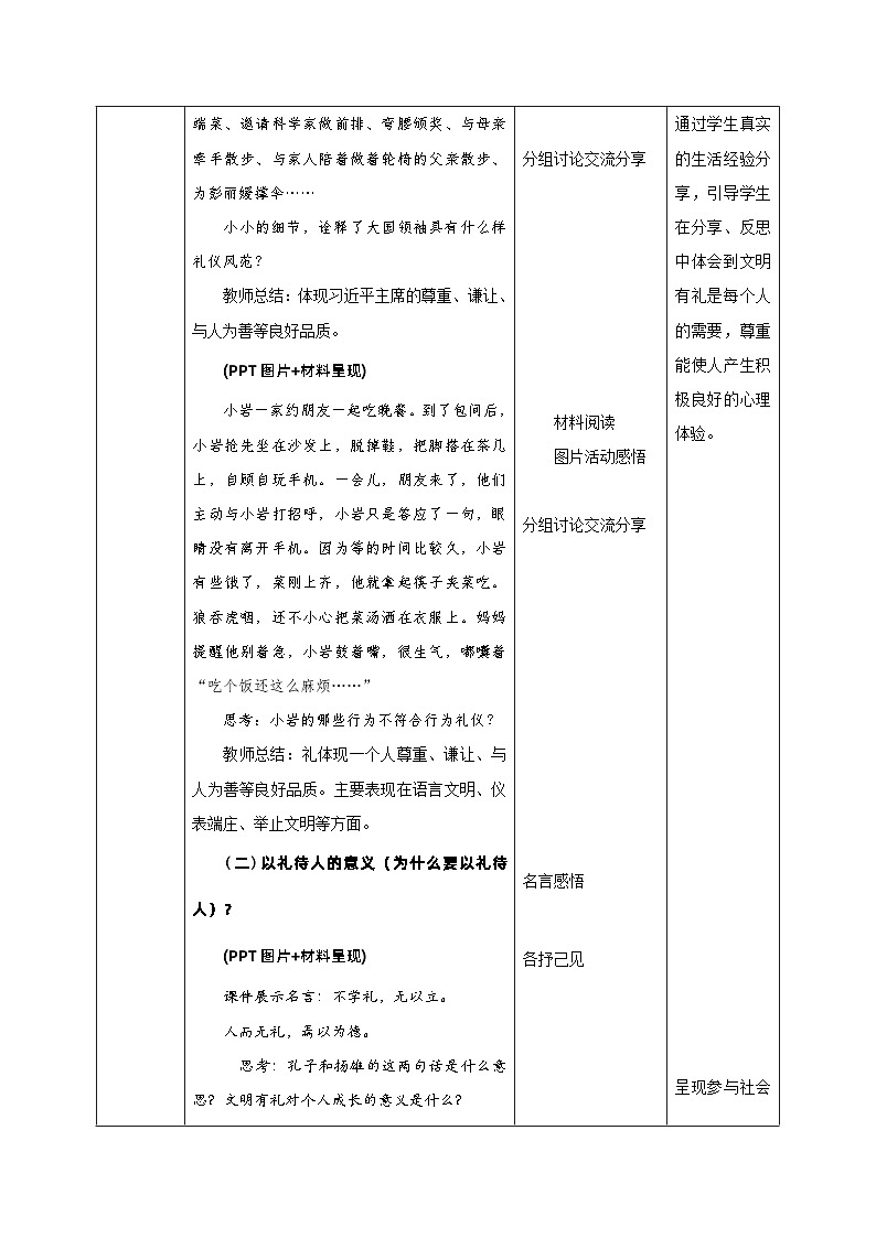 4.2以礼待人（教学设计）八年级道德与法治上册部编版）第2页