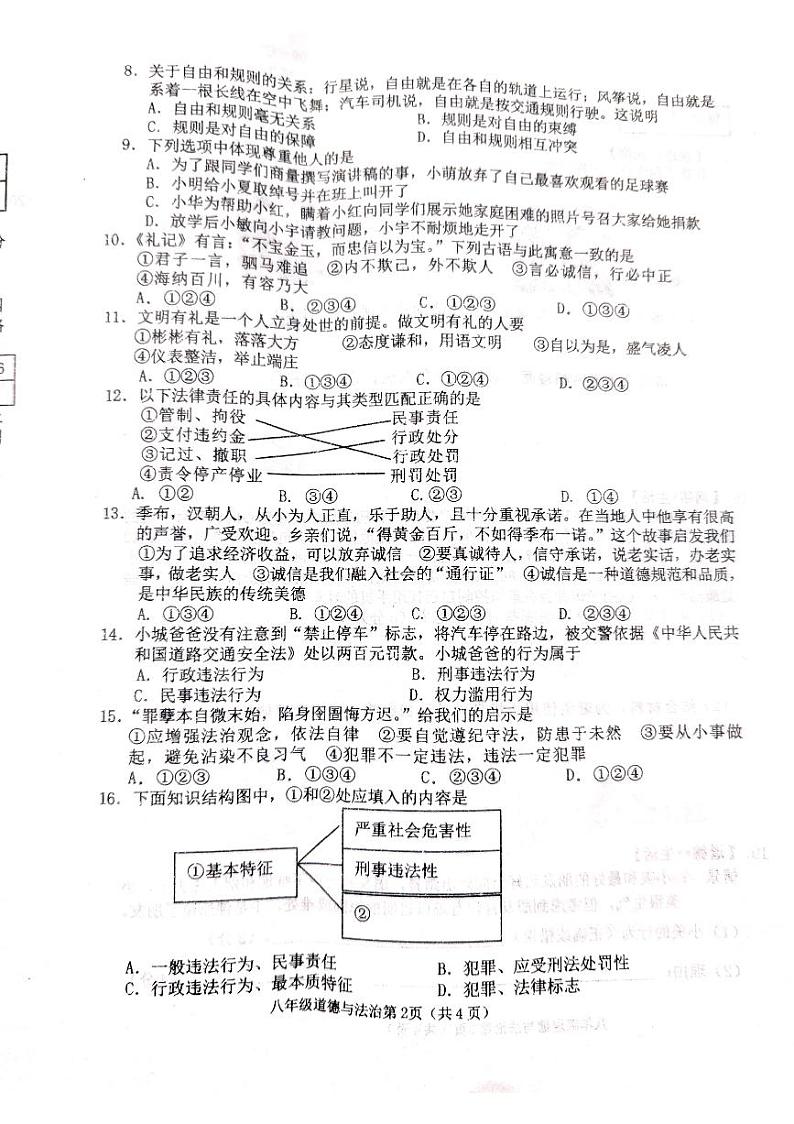 辽宁省铁岭市铁岭县2023-2024学年八年级上学期11月期中道德与法治试题02
