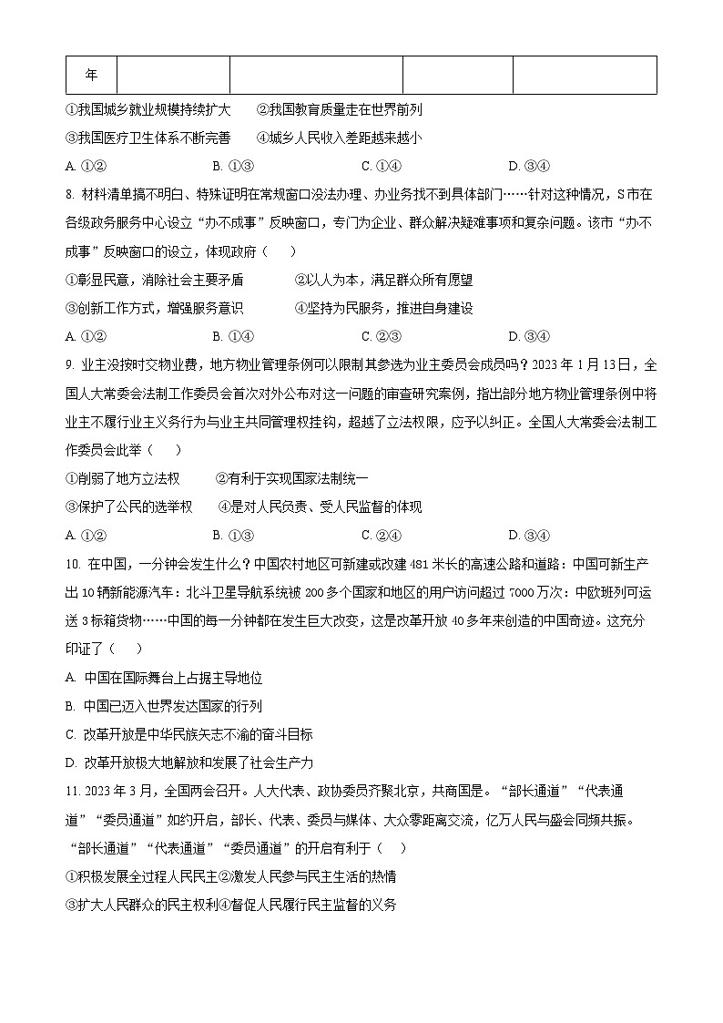 精品解析：湖南省岳阳市岳阳县经济技术开发区长岭中学2023-2024学年九年级上学期期中道德与法治试题（原卷版）第3页