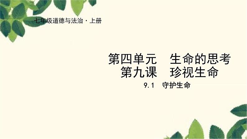 部编版道德与法治七年级上册 9.1 守护生命课件第1页