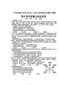 安徽省六安市轻工中学2023-2024学年九年级上学期11月期中道德与法治试题