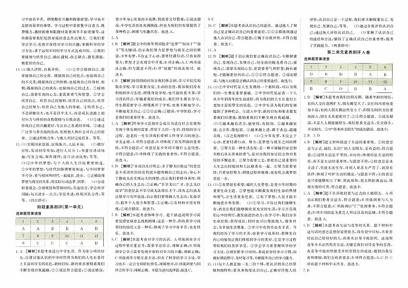 人教版版七年级上册《道德与法治》第三单元综合质量测评卷（A卷）【含参考答案】02