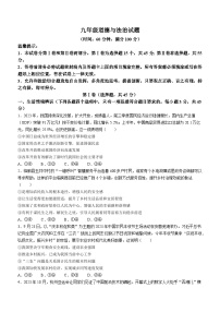 山东省潍坊市高密市2023-2024学年九年级上学期11月期中道德与法治试题