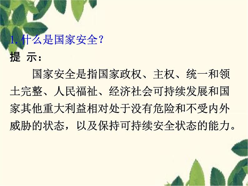 部编版道德与法治八年级上册 第九课 树立总体国家安全观第一课时 认识总体国家安全观 课件第6页