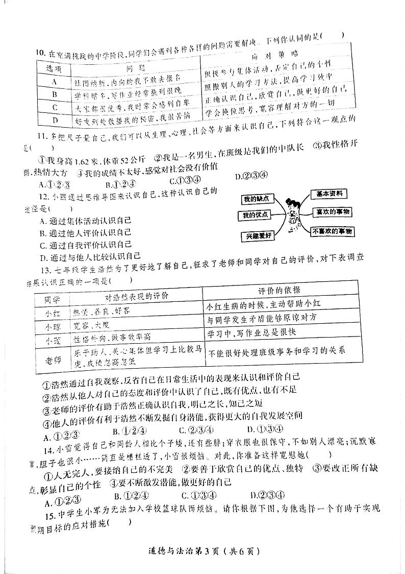 2023-2024洛阳市涧西区七年级上学期期中政治试卷及答案第3页