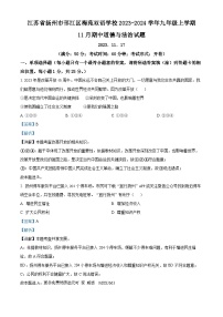 江苏省扬州市邗江区梅苑双语学校2023-2024学年九年级上学期11月期中道德与法治试题（解析版）