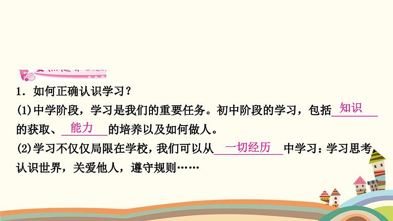 部编版道德与法治七年级上册第二课　学习新天地第一课时　学习伴成长 课件06