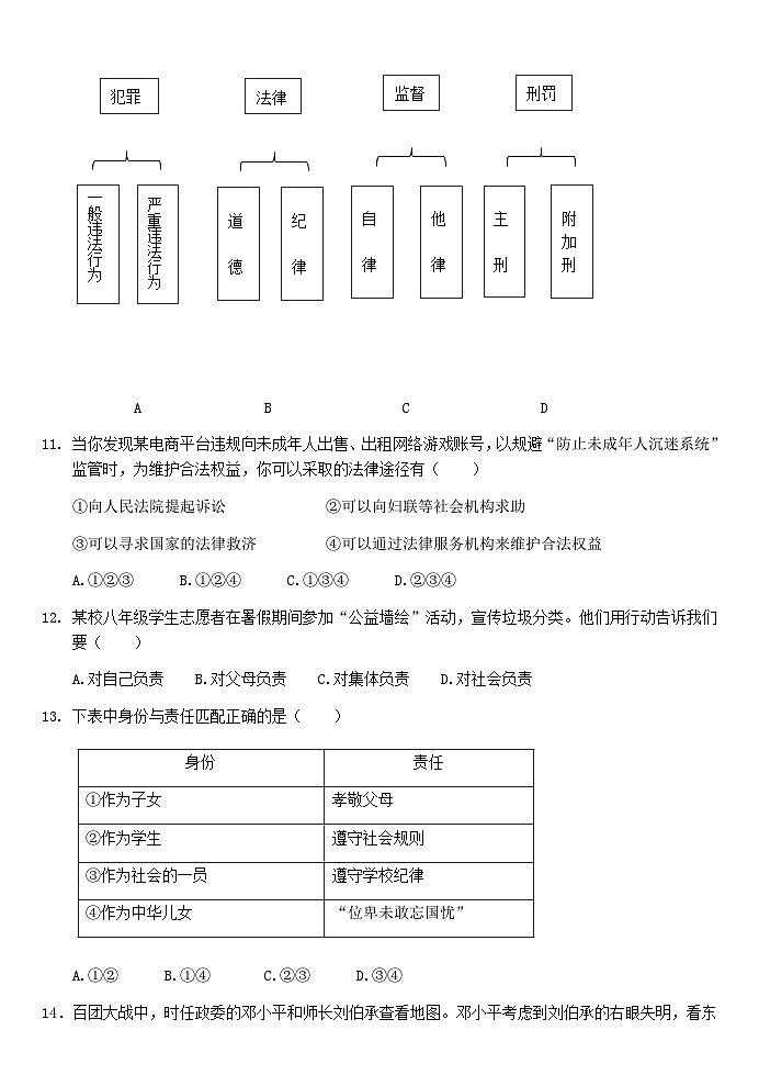 广东省肇庆市2021-2022学年八年级上学期期末考试道德与法治试题第3页